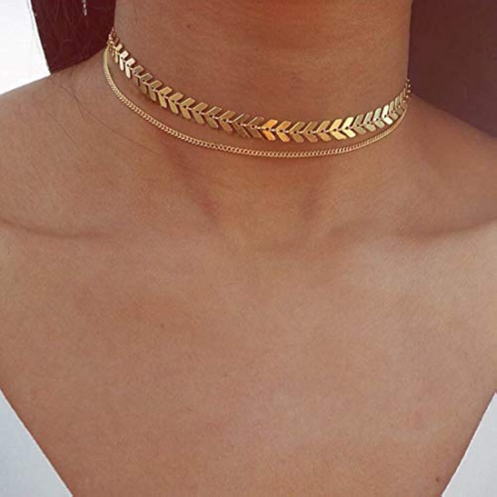 Fish Bone Dual Chain Necklace for Women - Birthday Anniversary Gift